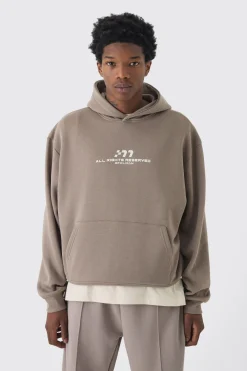 Oversized Boxy M Printed Hoodie | BoohooMAN UK