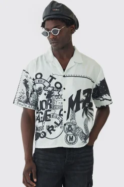 Oversized Boxy Major League Contrast Embroidery Shirt | BoohooMAN UK