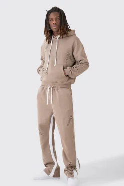Oversized Boxy Man Dash Paint Splatter Gusset Tracksuit | BoohooMAN UK