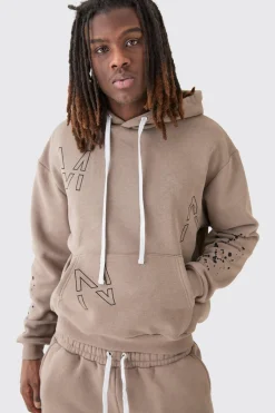 Oversized Boxy Man Dash Paint Splatter Gusset Tracksuit | BoohooMAN UK