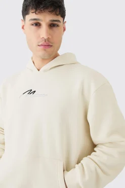 Oversized Boxy Man Signature Borg Applique Hoodie | BoohooMAN UK