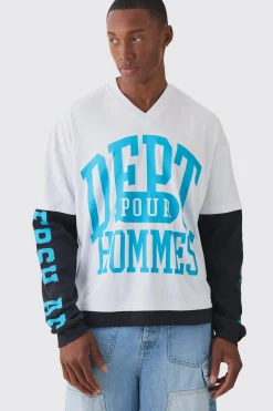 Oversized Boxy Mesh Faux Layer Waffle T-shirt | BoohooMAN UK