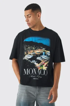 Oversized Boxy Monaco Saint Tropez Graphic T-shirt | BoohooMAN UK