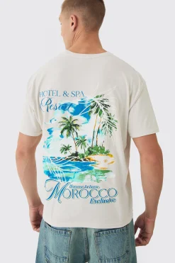 Oversized Boxy Morocco Print T-Shirt | BoohooMAN UK