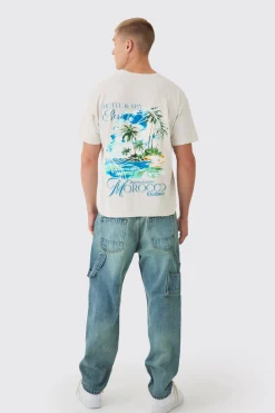 Oversized Boxy Morocco Print T-Shirt | BoohooMAN UK
