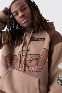 Oversized Boxy Moto Applique Hoodie | BoohooMAN UK