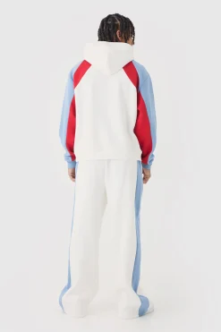 Oversized Boxy Moto Colour Block Hooded Tracksuit | BoohooMAN UK