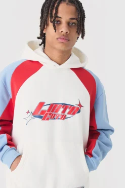 Oversized Boxy Moto Colour Block Hooded Tracksuit | BoohooMAN UK