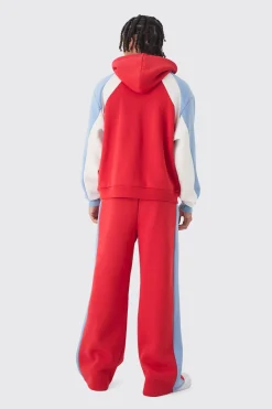 Oversized Boxy Moto Colour Block Hooded Tracksuit | BoohooMAN UK