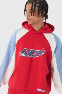 Oversized Boxy Moto Colour Block Hooded Tracksuit | BoohooMAN UK