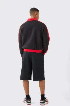 Oversized Boxy Moto Embroidered Jersey Jacket | BoohooMAN UK