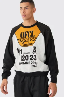Oversized Boxy Moto Graphic Jumper | BoohooMAN UK