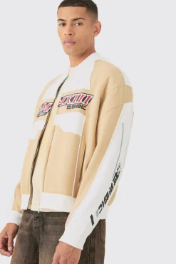 Oversized Boxy Moto Jersey Jacket | BoohooMAN UK
