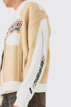 Oversized Boxy Moto Jersey Jacket | BoohooMAN UK