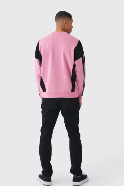 Oversized Boxy Moto Jumper In Pink | BoohooMAN UK
