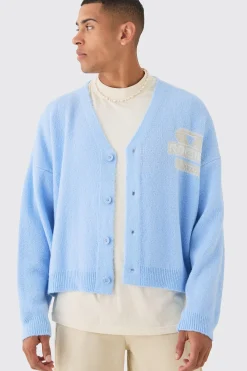 Oversized Boxy Moto Knit Cardigan | BoohooMAN UK