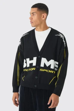 Oversized Boxy Moto Knitted Cardigan | BoohooMAN UK