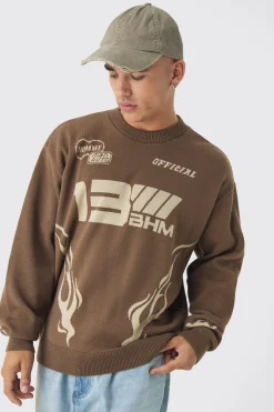 Oversized Boxy Moto Knitted Jumper | BoohooMAN UK