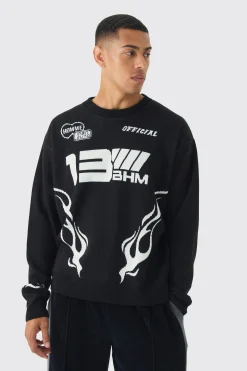 Oversized Boxy Moto Knitted Jumper | BoohooMAN UK