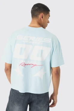 Oversized Boxy Moto Print T-shirt | BoohooMAN UK