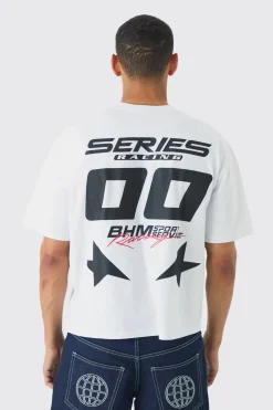 Oversized Boxy Moto Print T-shirt | BoohooMAN UK