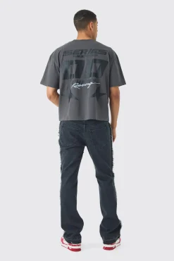 Oversized Boxy Moto Print T-shirt | BoohooMAN UK