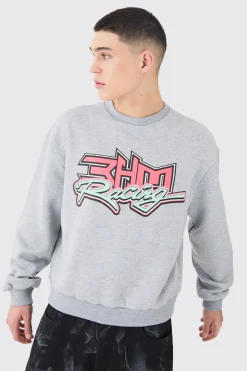 Oversized Boxy Moto Racing Sweatshirt | BoohooMAN UK