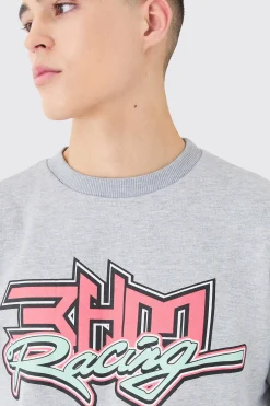 Oversized Boxy Moto Racing Sweatshirt | BoohooMAN UK