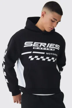 Oversized Boxy Moto Series Hoodie | BoohooMAN UK
