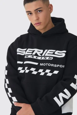 Oversized Boxy Moto Series Hoodie | BoohooMAN UK