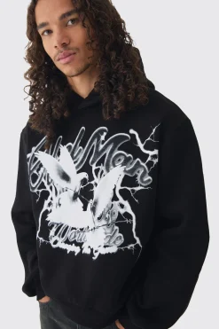 Oversized Boxy OFCL Man Dove Large Scale Print Hoodie | BoohooMAN UK