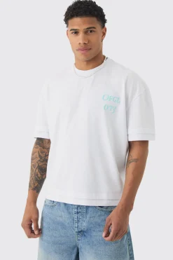Oversized Boxy OFCL Puff Print T-shirt | BoohooMAN UK