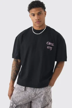 Oversized Boxy OFCL Puff Print T-shirt | BoohooMAN UK
