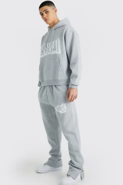 Oversized Boxy Ofcl Spray Split Hem Tracksuit | BoohooMAN UK