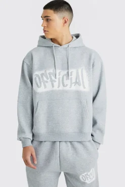 Oversized Boxy Ofcl Spray Split Hem Tracksuit | BoohooMAN UK