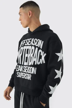 Oversized Boxy Off Season Puff Printed Hoodie | BoohooMAN UK