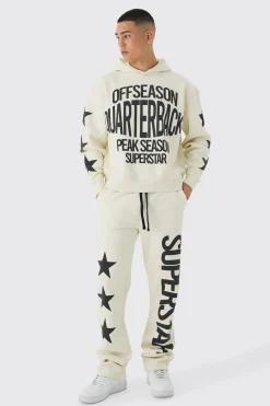 Oversized Boxy Off Season Puff Printed Hooded Tracksuit | BoohooMAN UK