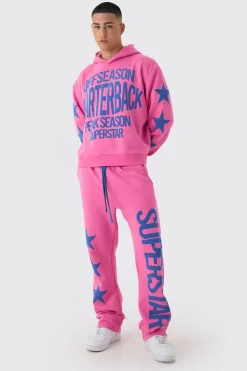 Oversized Boxy Off Season Puff Printed Hooded Tracksuit | BoohooMAN UK