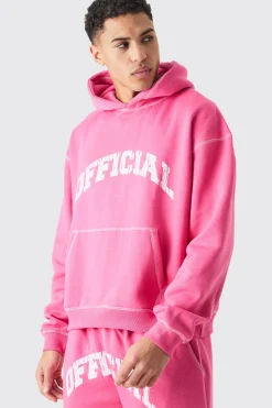 Oversized Boxy Official Contrast Stitch Hoodie | BoohooMAN UK
