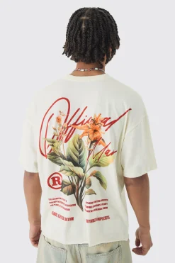 Oversized Boxy Official Floral Print T-Shirt | BoohooMAN UK
