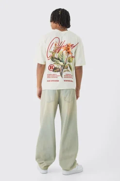 Oversized Boxy Official Floral Print T-Shirt | BoohooMAN UK