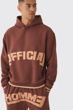 Oversized Boxy Official Graphic Stripe Rib Hooded Tracksuit | BoohooMAN UK