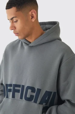 Oversized Boxy Official Graphic Stripe Rib Hoodie | BoohooMAN UK