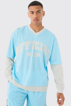 Oversized Boxy Official Layered Mesh Top | BoohooMAN UK