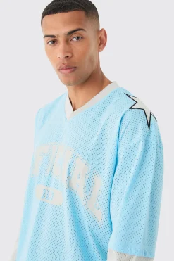 Oversized Boxy Official Layered Mesh Top | BoohooMAN UK