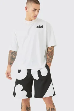 Oversized Boxy Official Puff Print T-shirt And Short Set | BoohooMAN UK