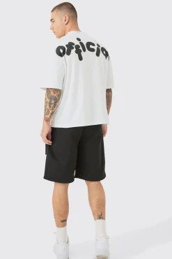 Oversized Boxy Official Puff Print T-shirt And Short Set | BoohooMAN UK