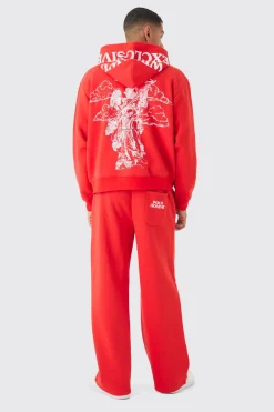 Oversized Boxy Official Print Tracksuit | BoohooMAN UK