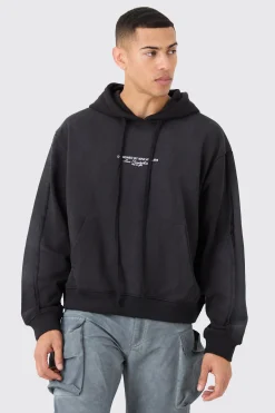 Oversized Boxy Official Spray Wash Hoodie | BoohooMAN UK
