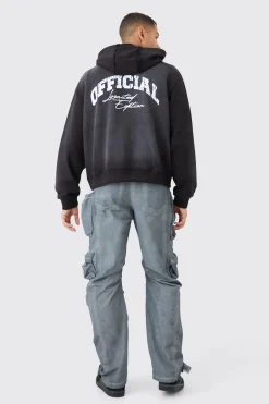 Oversized Boxy Official Spray Wash Hoodie | BoohooMAN UK